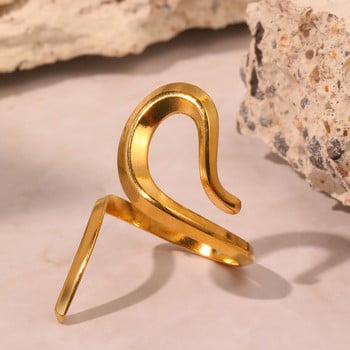 Пръстени от неръждаема стомана Минималистична мода Геометрична извивка Отворен пръстен Лек луксозен пръстен с текстура за жени Бижута Банкет Изискан подарък