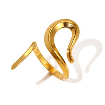 Пръстени от неръждаема стомана Минималистична мода Геометрична извивка Отворен пръстен Лек луксозен пръстен с текстура за жени Бижута Банкет Изискан подарък