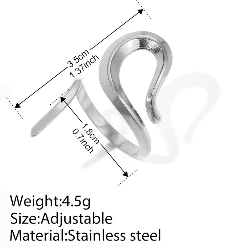 Inele din oțel inoxidabil, modă minimalistă, curbă geometrică, inel deschis, ușoară, textura de lux, inel pentru femei, bijuterii, banchet, cadou fin