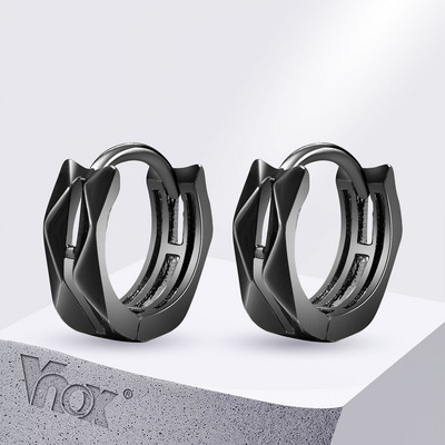 Ανδρικά σκουλαρίκια Vnox Small Hoops, Geometric Rhombus Surface Huggies, Αντιαλλεργικά κοσμήματα για αγόρια από ανοξείδωτο ατσάλι