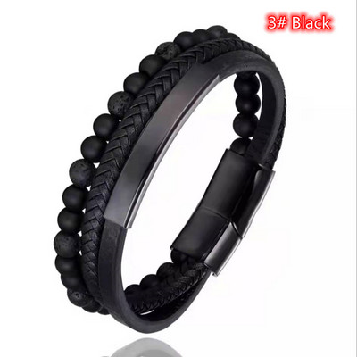 Glamurozna muška modna klasična poslovna ležerna ručno rađena kreativno dizajnirana sjajna metalna višeslojna kožna narukvica