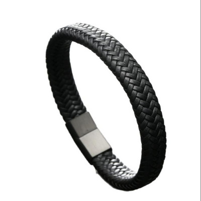 Glamurozna muška modna klasična poslovna ležerna ručno rađena kreativno dizajnirana sjajna metalna višeslojna kožna narukvica