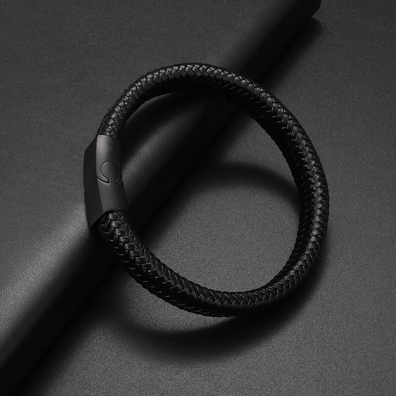 Glamurozna muška modna klasična poslovna ležerna ručno rađena kreativno dizajnirana sjajna metalna višeslojna kožna narukvica