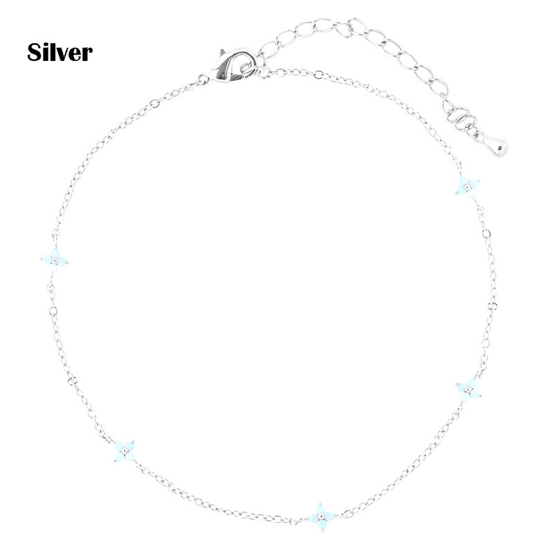 Väike värske sinise lillega naiste pahkluu keti komplekt tsirkoonist peen pahkluu ketiga, mis ulatub populaarsete jalatsite juurde