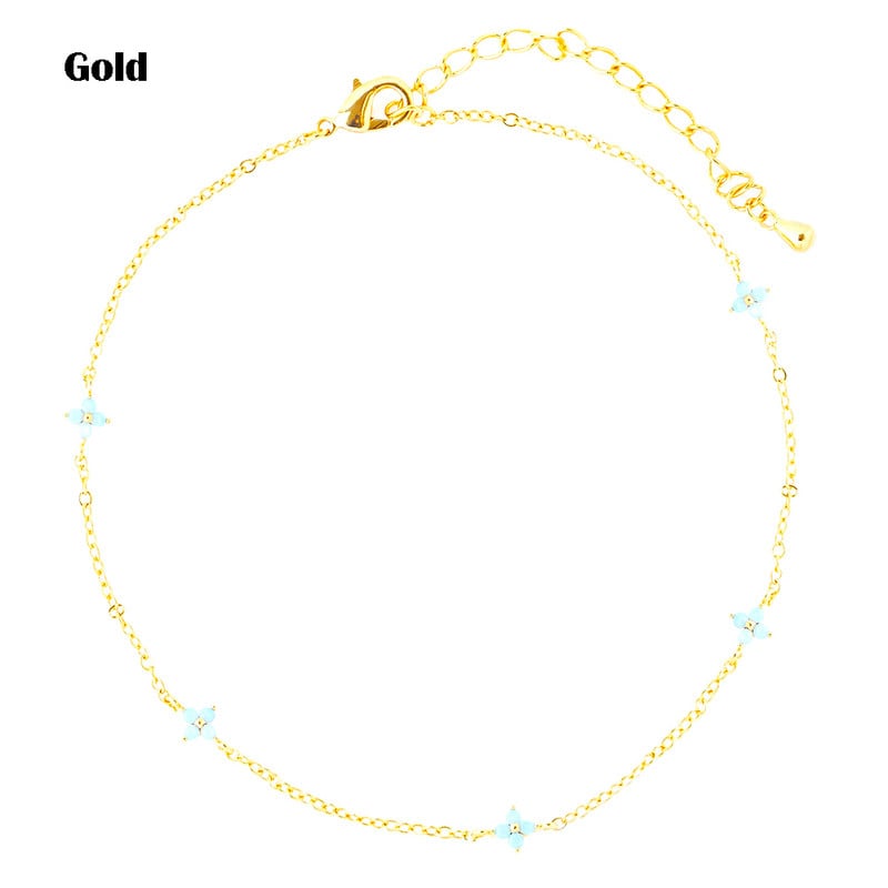 Väike värske sinise lillega naiste pahkluu keti komplekt tsirkoonist peen pahkluu ketiga, mis ulatub populaarsete jalatsite juurde