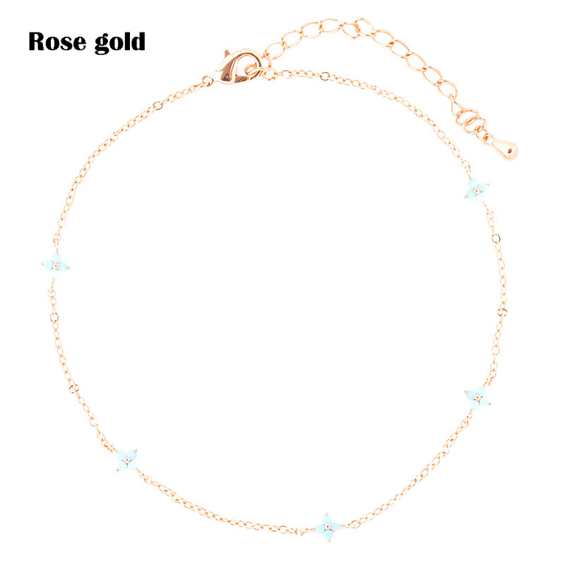 Väike värske sinise lillega naiste pahkluu keti komplekt tsirkoonist peen pahkluu ketiga, mis ulatub populaarsete jalatsite juurde