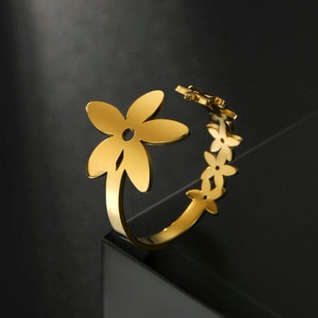 Skyrim Ανοιχτό δαχτυλίδι από ανοξείδωτο ατσάλι με πέντε πέταλα λουλουδιών για γυναικεία μόδα Γλυκά και ρομαντικά κοσμήματα μποέμικης ημέρας του Αγίου Βαλεντίνου