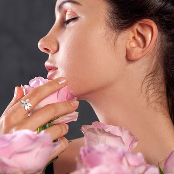 Skyrim Пет венчелистчета цвете Отворен пръстен от неръждаема стомана за дамска мода Сладки и романтични бохемски подаръци за Свети Валентин Бижута