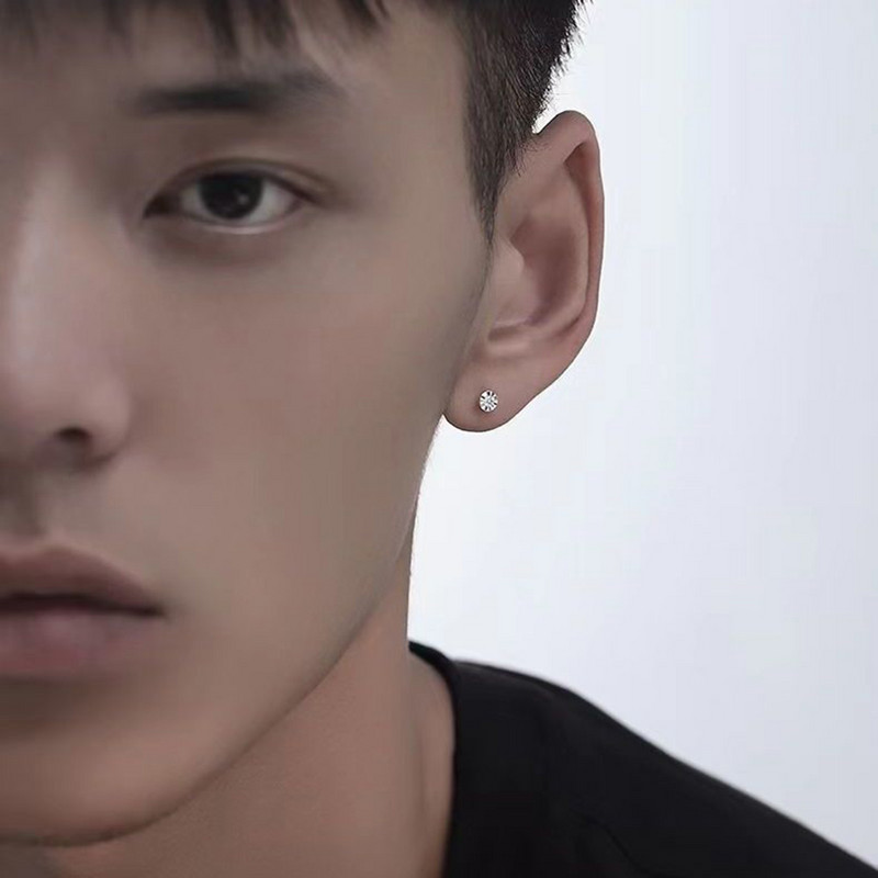 2023 ΝΕΑ Ανδρικά σκουλαρίκια με καρφιά για τρύπημα στο αυτί με επιχρυσωμένο φίνο Moissanite για γυναίκες Ανδρικά σκουλαρίκια ύπνου Κοσμήματα