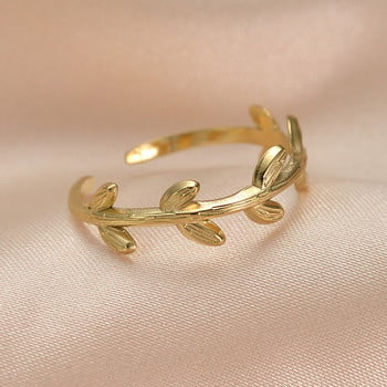 Прост моден пръстен от цветя от неръждаема стомана, цветни листа със златен цвят, бохемски за женска партия, сватбени бижута, подарък