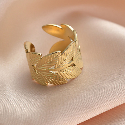 Απλή μόδα Φυτό από ανοξείδωτο ατσάλι Φύλλα λουλουδιών Χρυσό Δαχτυλίδι Bohemian για Γυναικείο Δώρο Γαμήλιο κοσμήματα