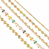 Hulgimüük 1m/partii roostevabast terasest mitmevärviline lillehelmestega kett DIY kaelakeed käevõru jalavõru ehete valmistamise tarvikud