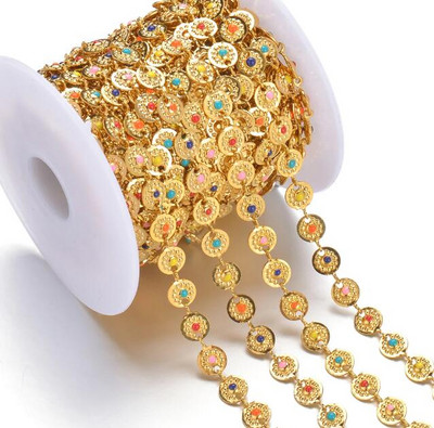 Hulgimüük 1m/partii roostevabast terasest mitmevärviline lillehelmestega kett DIY kaelakeed käevõru jalavõru ehete valmistamise tarvikud