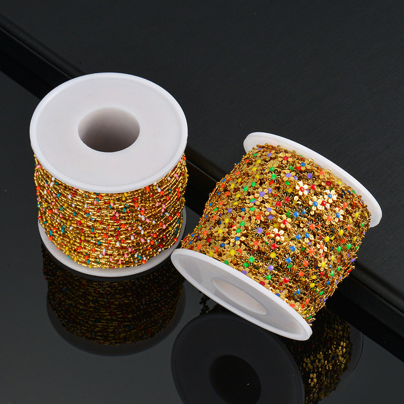 Hulgimüük 1m/partii roostevabast terasest mitmevärviline lillehelmestega kett DIY kaelakeed käevõru jalavõru ehete valmistamise tarvikud