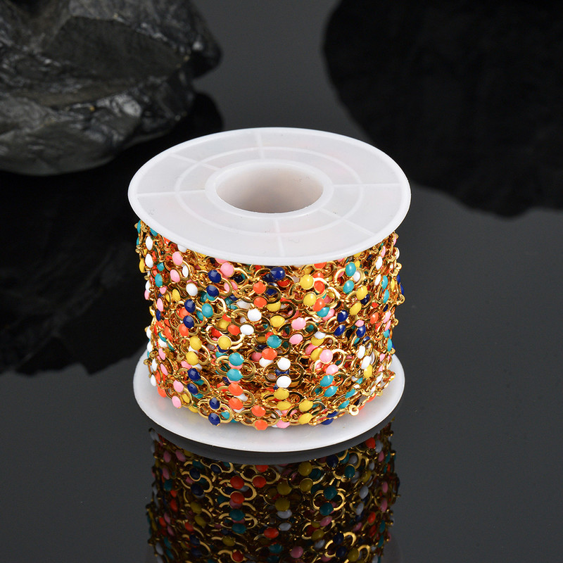 Hulgimüük 1m/partii roostevabast terasest mitmevärviline lillehelmestega kett DIY kaelakeed käevõru jalavõru ehete valmistamise tarvikud