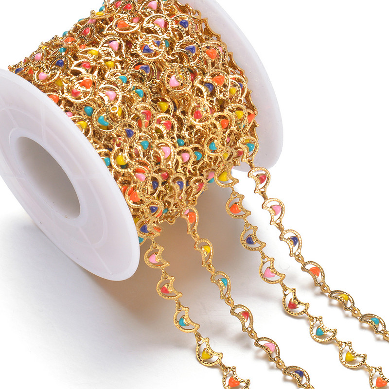 Hulgimüük 1m/partii roostevabast terasest mitmevärviline lillehelmestega kett DIY kaelakeed käevõru jalavõru ehete valmistamise tarvikud