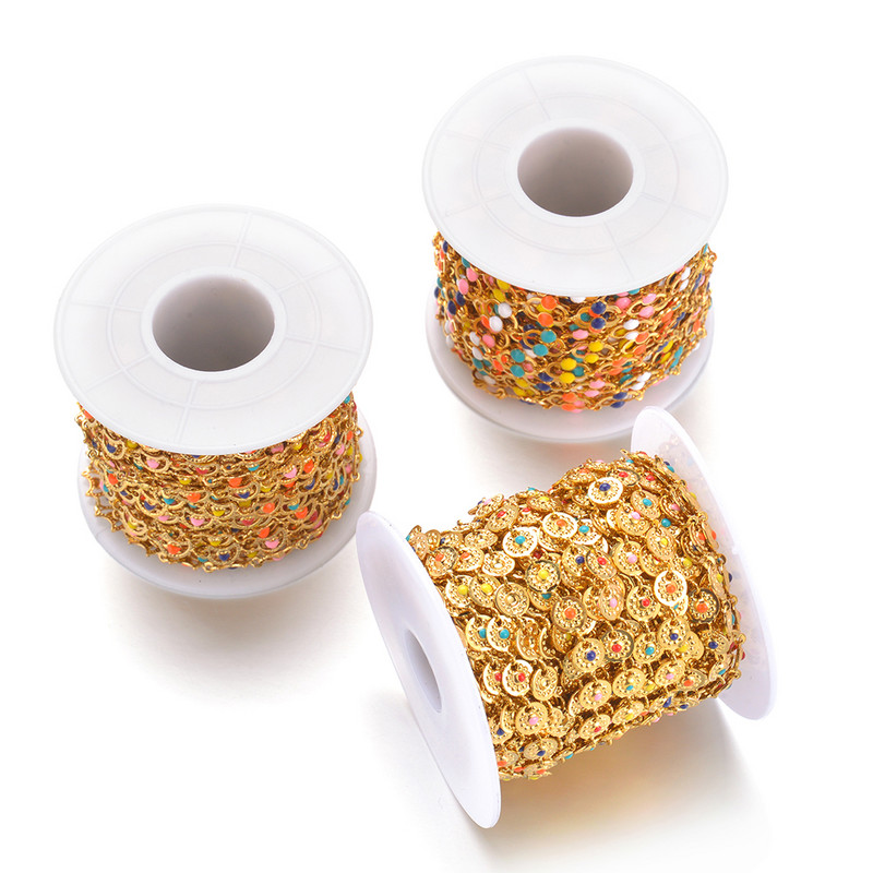 Hulgimüük 1m/partii roostevabast terasest mitmevärviline lillehelmestega kett DIY kaelakeed käevõru jalavõru ehete valmistamise tarvikud