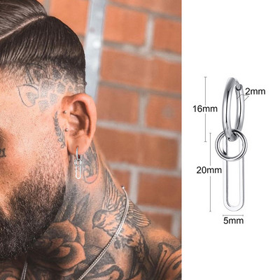 SIDABRINĖS SPALVOS AUSkariukai, skirti VYRIŠKOMS VYRIŠKO NERŪDIJANČIO PLIENO HUGGIE KOPINIŲ SĄVARŽĖS GEOMETRIJOS PAPUOŠALAI