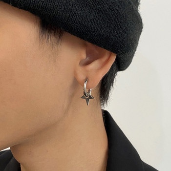Κορεάτικο στυλ Sleeper Pentagram Star Hoop Earrings for Teens Design Ανδρική μόδα Σκουλαρίκια Hip hop Street Σκουλαρίκια Punk Party Κοσμήματα