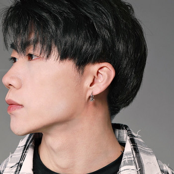 Корейски стил Sleeper Pentagram Star Hoop Обеци за тийнейджъри Дизайн Мъжка мода Улична хип-хоп обеци Пънк парти бижута