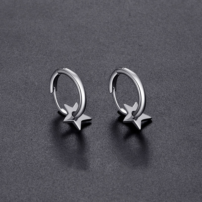 Κορεάτικο στυλ Sleeper Pentagram Star Hoop Earrings for Teens Design Ανδρική μόδα Σκουλαρίκια Hip hop Street Σκουλαρίκια Punk Party Κοσμήματα