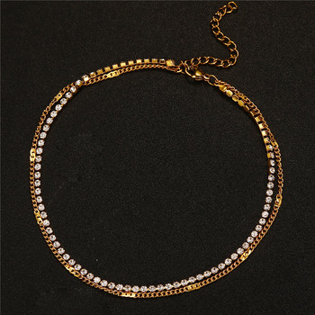 Κόσμημα κοσμήματα με αλυσίδα ποδιών MinaMaMa από ανοξείδωτο ατσάλι με κρύσταλλο για γυναίκες