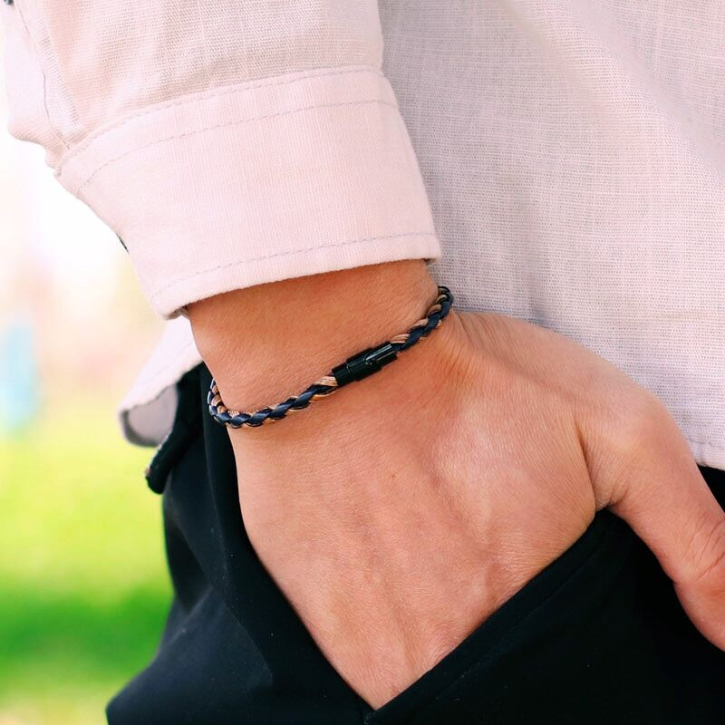 Nova muška kožna narukvica Dvostruka sigurnosna magnetna kopča Ručno izrađena pletena narukvica Narukvica Dodaci za slobodno vrijeme Pulsera Hombre Jewelry