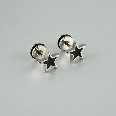1Pora Chirurginio plieno žvaigždės formos auskarai, smeigtukai Gothic Punk Studs Skilties ausies kremzlė Tragus Helix auskarų vėrimo papuošalai vyrams, moterims