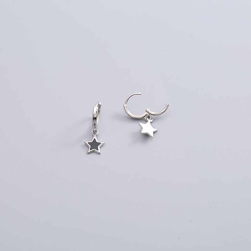 Jauki, jauki, mazi auskari ar stīpām sievietēm Tiny Huggie Mini apaļš aplis ar Pentagram zvaigžņu kulonu, sieviešu karājas ausu aksesuāru