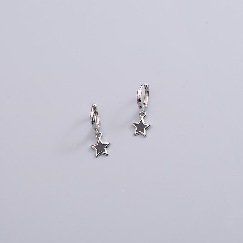 Jauki, jauki, mazi auskari ar stīpām sievietēm Tiny Huggie Mini apaļš aplis ar Pentagram zvaigžņu kulonu, sieviešu karājas ausu aksesuāru