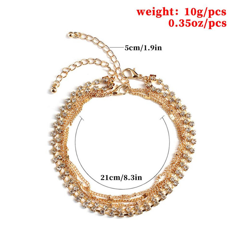 Mood Ocean Beach Foot Ehted Lihtne Level Metallic Rhinestone helmestega jalavõrud Naistele Kaks komplekti