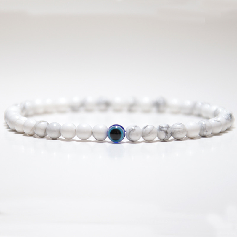 Minimālisma Turkey Evil Eyes Rokassprādze Vīrietim Maza Pērlīšu Rokassprādze 4mm Roku Aksesuāri Hombre Dabīga Hematīta Elastīga Rokassprādze