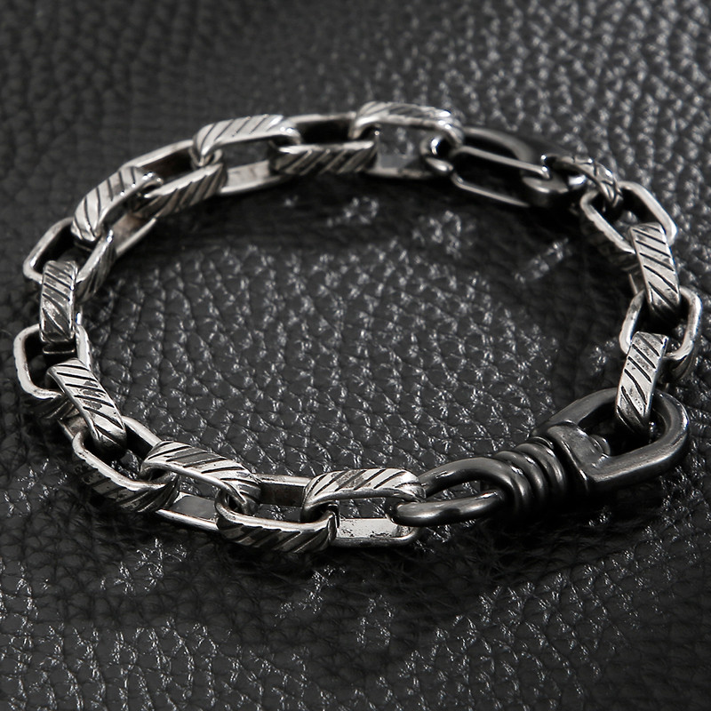 Retro Punk Twill Pandlaga roostevabast terasest randmekäevõrud meestele Moodne geomeetriline käekett 8MM Viking Homme käepael Ehted