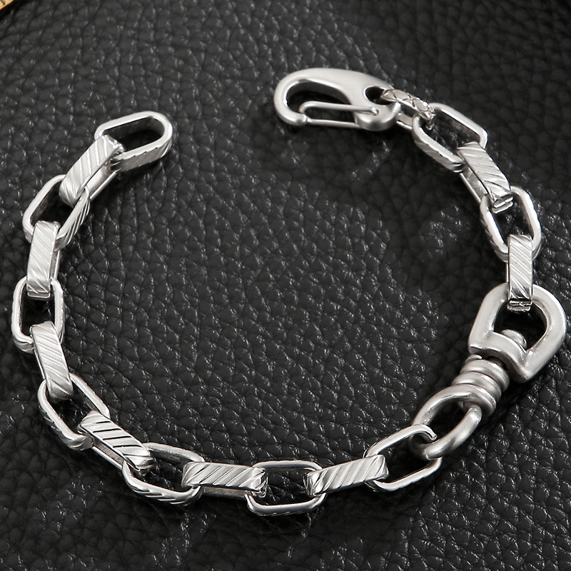 Retro Punk Twill Pandlaga roostevabast terasest randmekäevõrud meestele Moodne geomeetriline käekett 8MM Viking Homme käepael Ehted