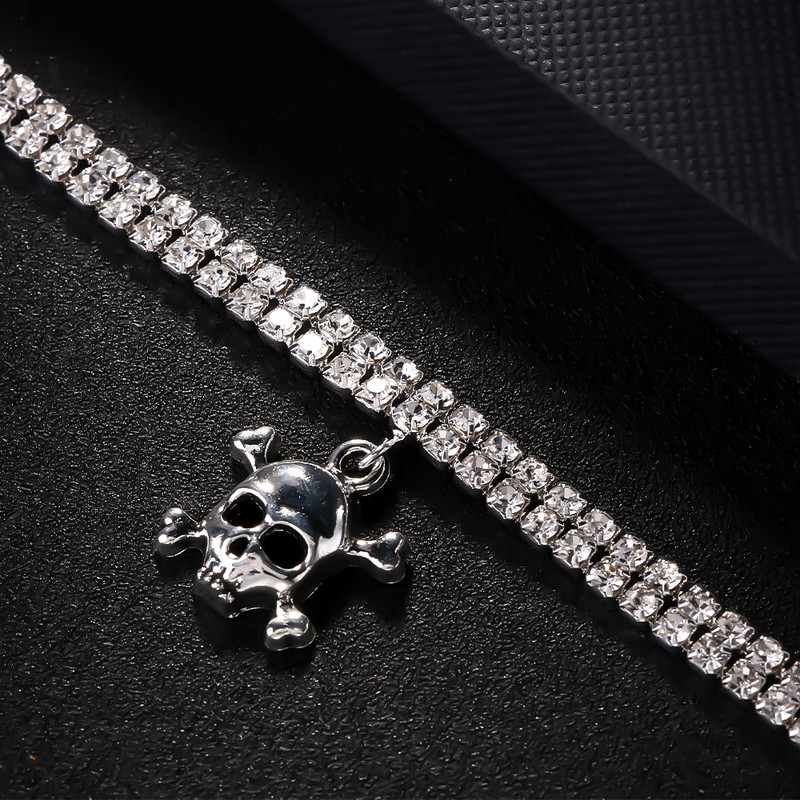 Modes Metāla galvaskausa kulonu potītes rokassprādzes uz kājas sievietēm Pludmales gotikas kalnu strēlakmens pēdas ķēdes potītes rotaslietas basām kājām