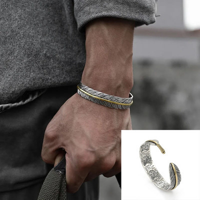 „Boho“ vintage sidabru dengta žuvų rankogalių apyrankė žavinga vyriška susukama raištelis, vyriški laisvalaikio madingi papuošalai