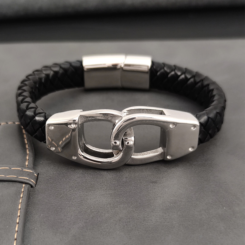 Klasična kožna narukvica s beskonačnim simbolom Višeslojna muška punk magnetska kopča od nehrđajućeg čelika Narukvica za prijatelje Šarm nakit
