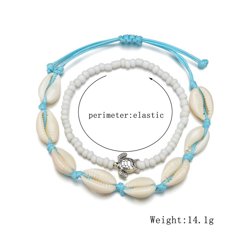 Sieviešu bohēmijas gliemežvāku sirds vasaras potītes sievietēm bruņurupucis potītes rokassprādzes meitenēm basām kājām uz kājas ķēdes rotaslietas dāvana