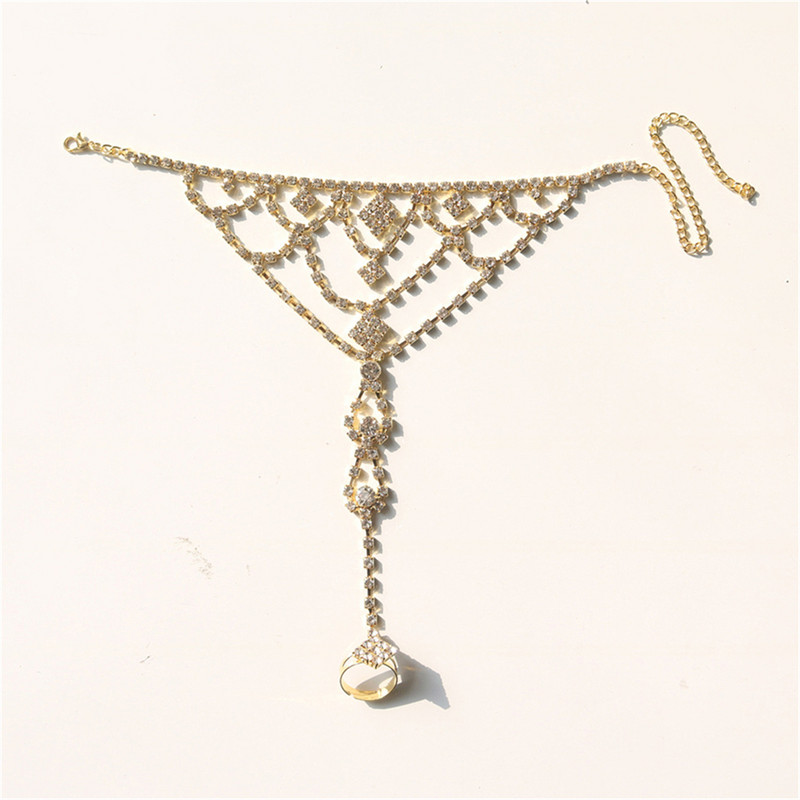 Eiropa Amerika Super dzirkstošs Rhinestone gredzens potītes potītes ķēde sievietēm pludmales seksīga kristāla potītes ķēde, spīļu ķēde rotaslietas