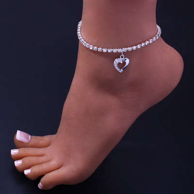 Модни глезени за крака за жени Момиче Кристална верига със сърце Плажен секси сандал Прекрасна гривна Подарък за най-добър приятел