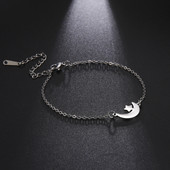 Kkjoy Stainsteel Steel Stars Moon Anklet pėda moterims paplūdimio basoms pusmėnulio grandinėlinė apyrankė ant kojos Dovana
