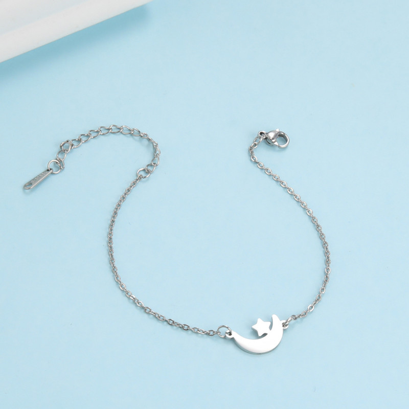 Kkjoy Stainsteel Steel Stars Mēness potītes pēda sievietēm pludmales basām kājām pusmēness ķēdes rokassprādze uz kājas Aksesuāri Dāvana