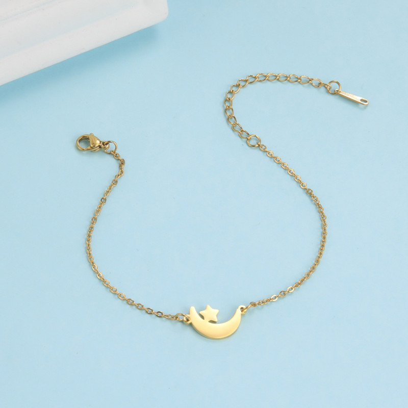 Kkjoy Stainsteel Steel Stars Mēness potītes pēda sievietēm pludmales basām kājām pusmēness ķēdes rokassprādze uz kājas Aksesuāri Dāvana