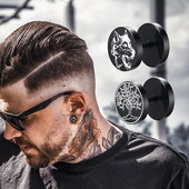 Tänavahip-hop rock Wolf Tree of Life Stud kõrvarõngad meestele, roostevabast terasest kruviga hantlikõrvarõngad