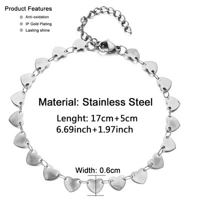 Αξεσουάρ κοσμήματα ποδιών παραλίας MinaMaMa Μονόστρωμα από ανοξείδωτο ατσάλι με δίσκο καρδιών με παγιέτες για γυναίκες με αλυσίδα ποδιών