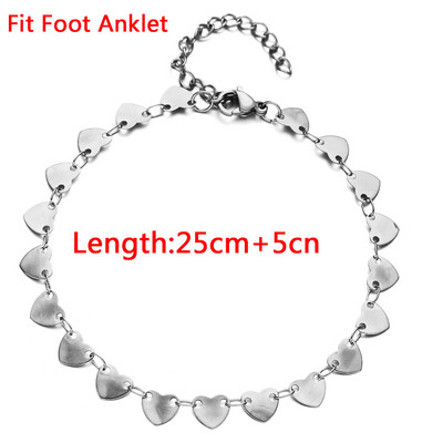 Αξεσουάρ κοσμήματα ποδιών παραλίας MinaMaMa Μονόστρωμα από ανοξείδωτο ατσάλι με δίσκο καρδιών με παγιέτες για γυναίκες με αλυσίδα ποδιών