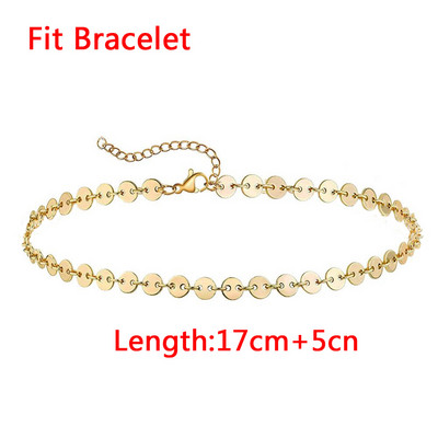 Αξεσουάρ κοσμήματα ποδιών παραλίας MinaMaMa Μονόστρωμα από ανοξείδωτο ατσάλι με δίσκο καρδιών με παγιέτες για γυναίκες με αλυσίδα ποδιών