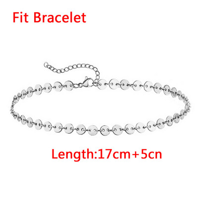 Αξεσουάρ κοσμήματα ποδιών παραλίας MinaMaMa Μονόστρωμα από ανοξείδωτο ατσάλι με δίσκο καρδιών με παγιέτες για γυναίκες με αλυσίδα ποδιών