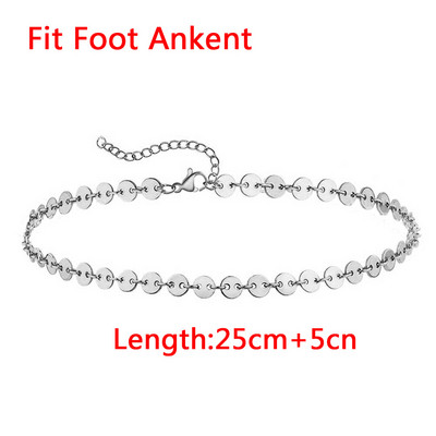 Αξεσουάρ κοσμήματα ποδιών παραλίας MinaMaMa Μονόστρωμα από ανοξείδωτο ατσάλι με δίσκο καρδιών με παγιέτες για γυναίκες με αλυσίδα ποδιών