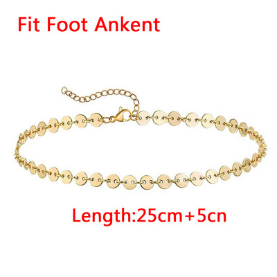 Αξεσουάρ κοσμήματα ποδιών παραλίας MinaMaMa Μονόστρωμα από ανοξείδωτο ατσάλι με δίσκο καρδιών με παγιέτες για γυναίκες με αλυσίδα ποδιών